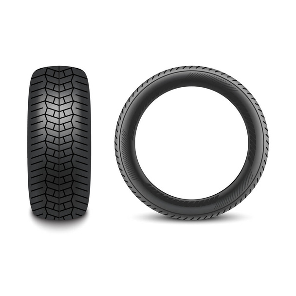 Car tires realistic design isolated on white background, vector illustration - Vector, Image