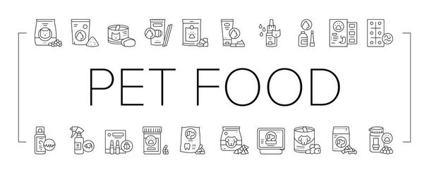 Productos para mascotas Colección de Alimentos Iconos Set Vector . - Vector, Imagen