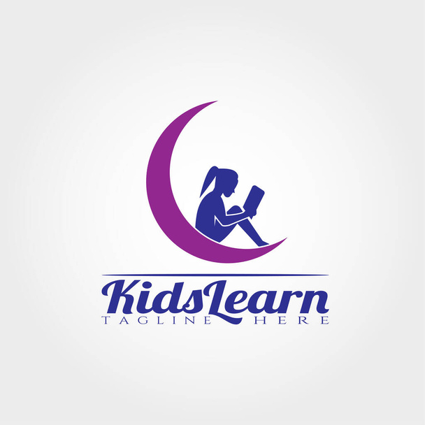 Ребенок Обучение шаблон логотипа, дети изучают иконку дизайн - Вектор,изображение