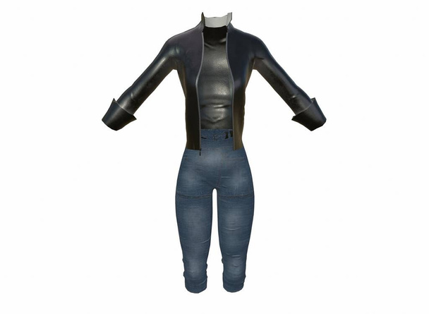 jeans e una giacca su sfondo bianco 3d-rendering - Foto, immagini