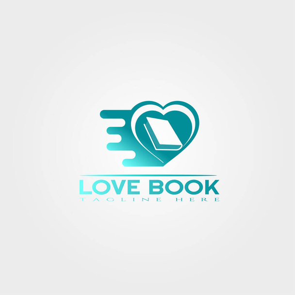 Love book icon template, creative vector logo design, studying, illustration element. - Vector, Image