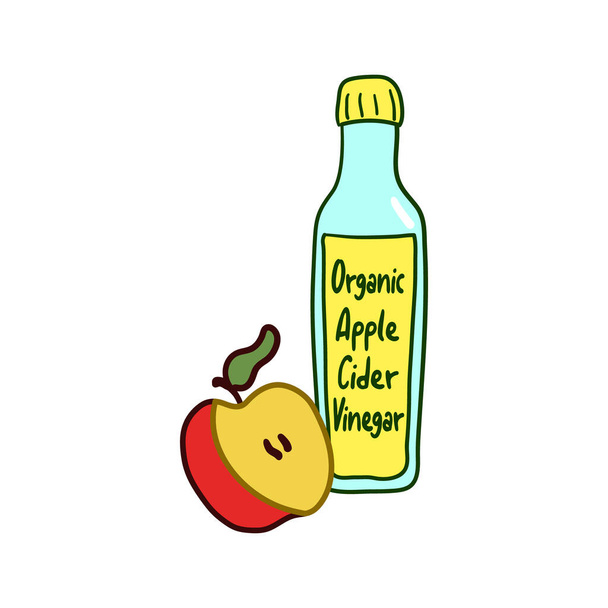 Biologische appel cider azijn sticker, label ontwerp - Vector, afbeelding