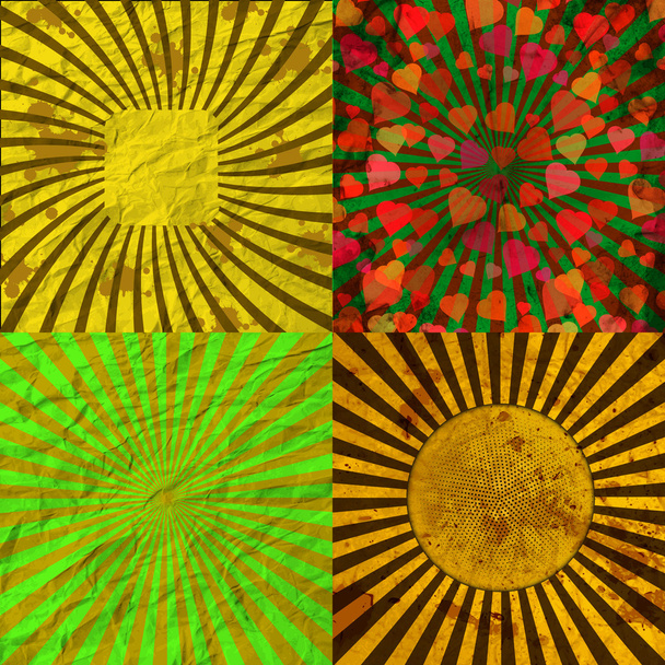 Set Vintage Colored Rays background. EPS10. Vector - Vector, Image
