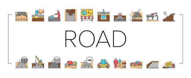 Road Construction Collection Icons Set Vector . - Vector, Image