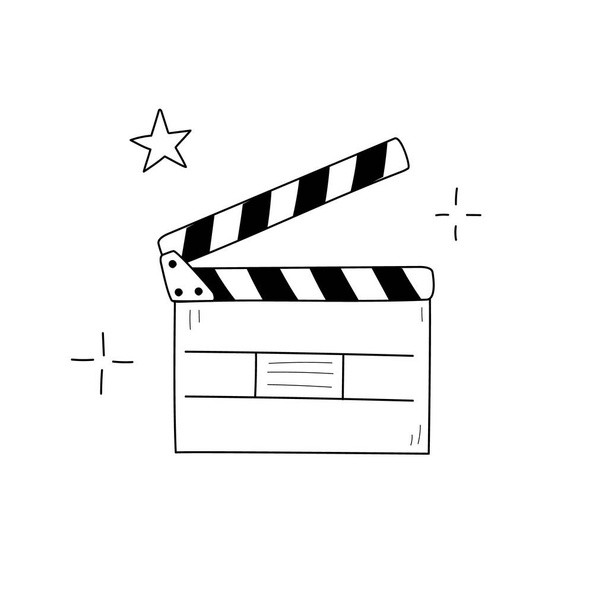 Cinema clapboard clickcer line icon - Vector, Image