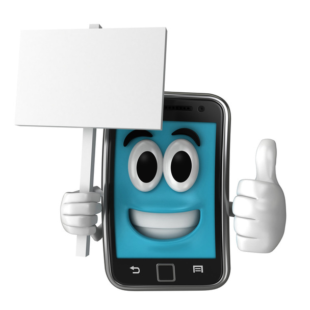 Smartphone character holding a placard - Photo, Image