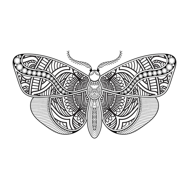 vector butterfly black and white element line art print design - Vector, Image