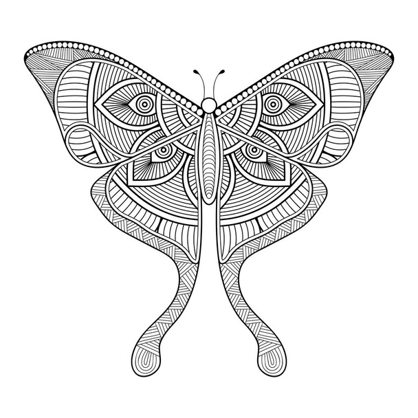 векторная бабочка черно-белый элемент линии художественной печати дизайн - Вектор,изображение