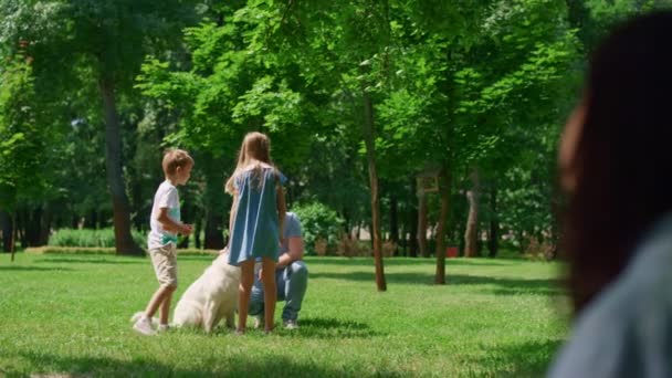 wazig profiel onbekend vrouw op zoek rusten familie op zomer picknick. - Video