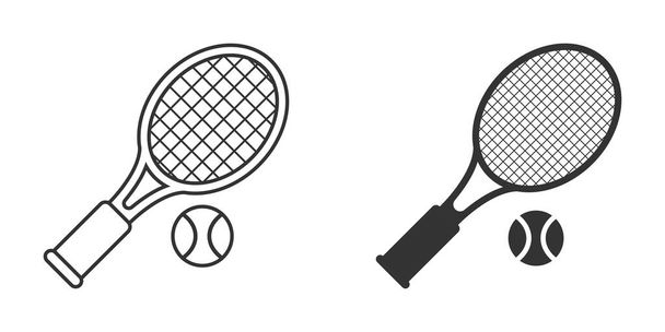 Tennis racket icon in flat style. Gaming racquet vector illustration on isolated background. Sport activity sign business concept. - Wektor, obraz