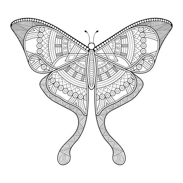 vector butterfly black and white element line art print design - Vetor, Imagem