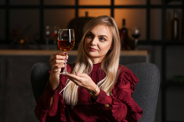 Female sommelier tasting types of wine - Фото, изображение