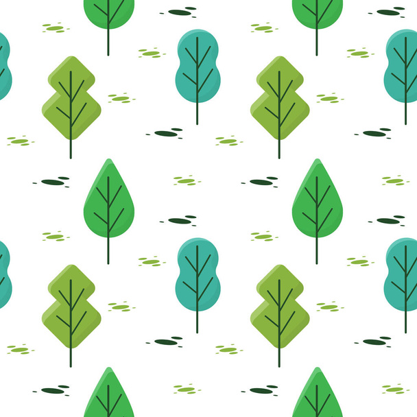Kusursuz Şablon Tekrarlanabilir Doku Yaz Ağacı Doğa Kağıt Fabrikası - Vektör, Görsel