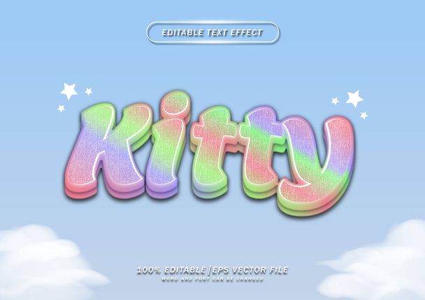 3d schattig kitty tekst bewerkbaar effect  - Vector, afbeelding