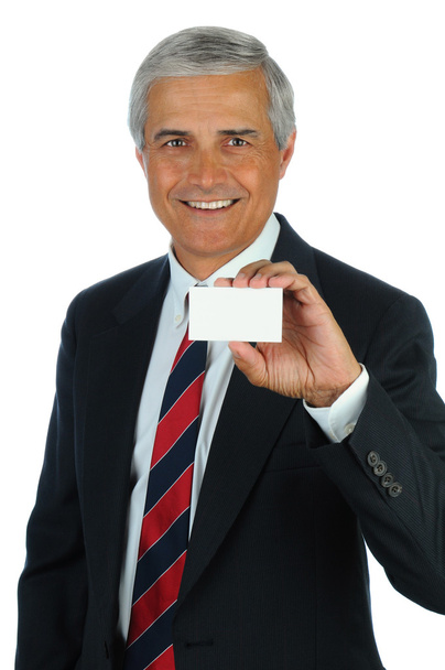 Senior Businessman with Business Card - Фото, изображение