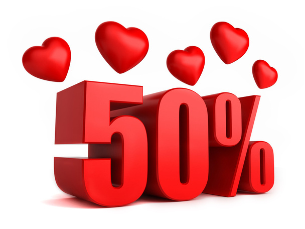 50 percent with hearts - Photo, Image
