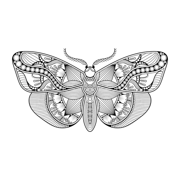 vector butterfly black and white element line art print design - Vector, Image