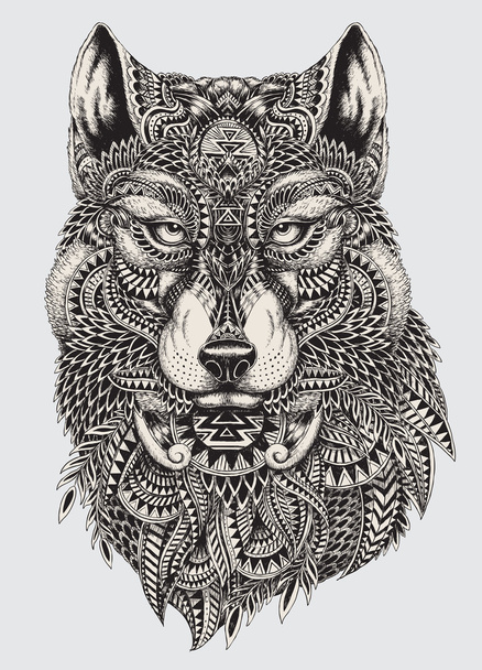 Highly detailed abstract wolf illustration - Vector, Image