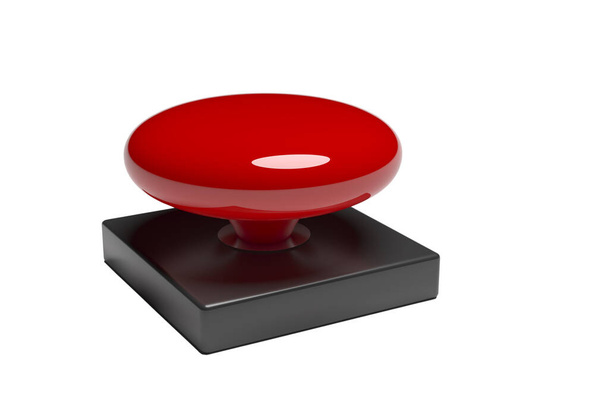赤い大きな非常ボタンは3Dレンダリングを隔離し - 写真・画像