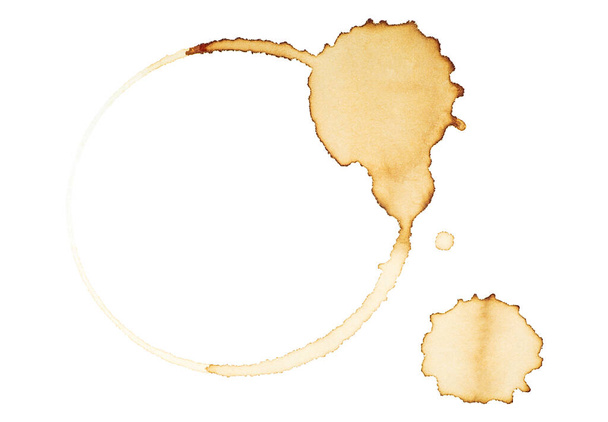 Coffee cup ring or coffee stain isolated on a white background, top view. - Foto, Imagen