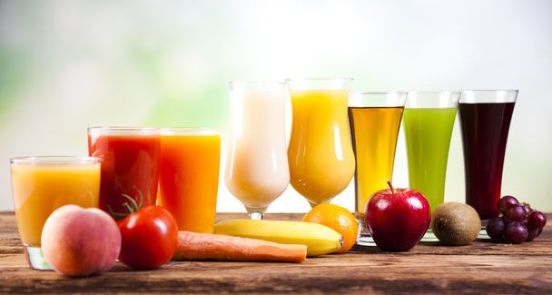 Frutas, verduras, jugos de frutas, jugos de verduras, alimentos saludables
 - Foto, Imagen