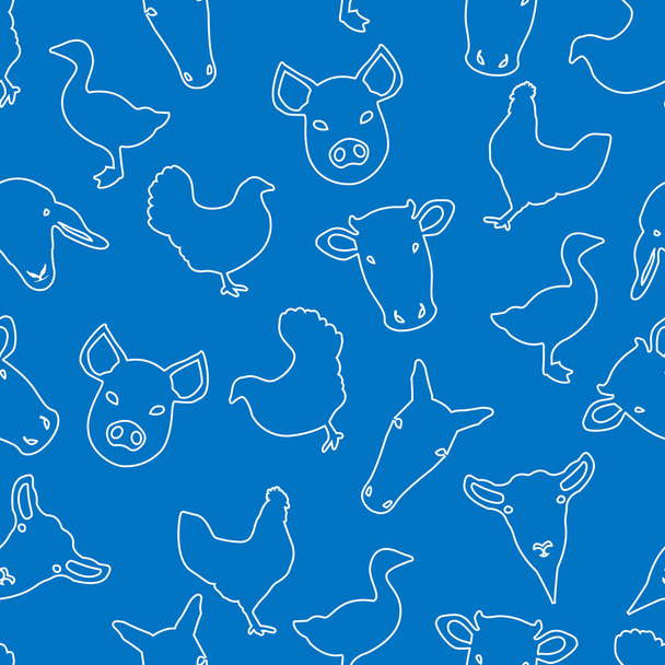 Diseño de patrón animal de granja doméstica azul - Vector, imagen