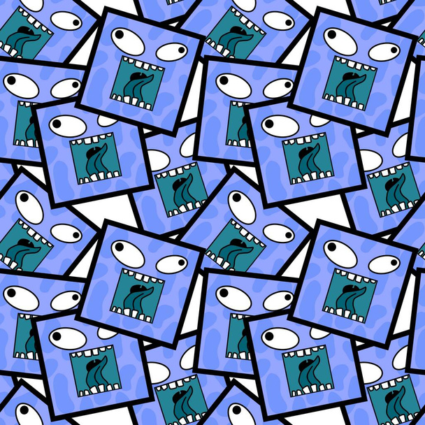 Kids seamless cute monster alien pattern for fabrics and packaging and gifts and cards and linens and wrapping paper - Фото, изображение