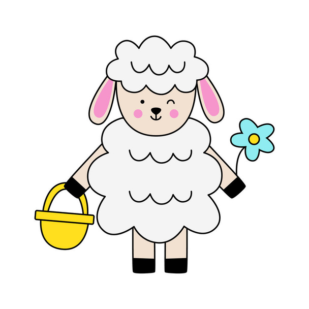 Vector image of cute cartoon Easter lamb. - Vektör, Görsel