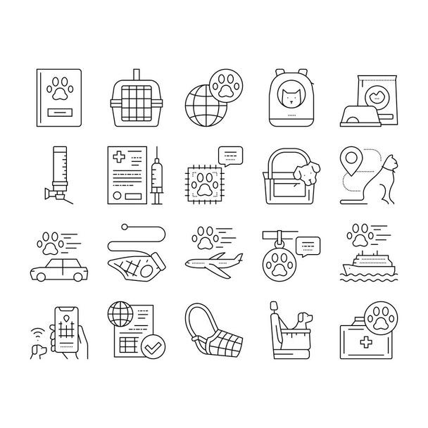 Pet Travel Equipment Collection Icons Set Vector . - Vector, Image