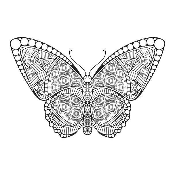 vector butterfly black and white element line art print design - Διάνυσμα, εικόνα