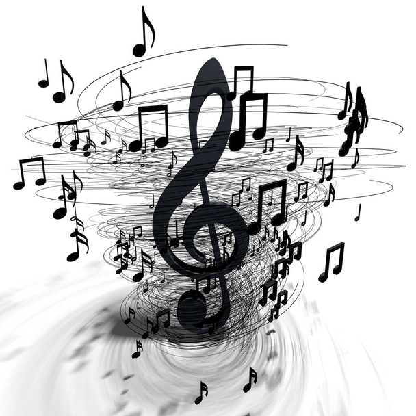 Music background design.Musical writing. 3d illustration of musical notes and musical signs of abstract music sheet.Songs and melody concept. - Photo, Image
