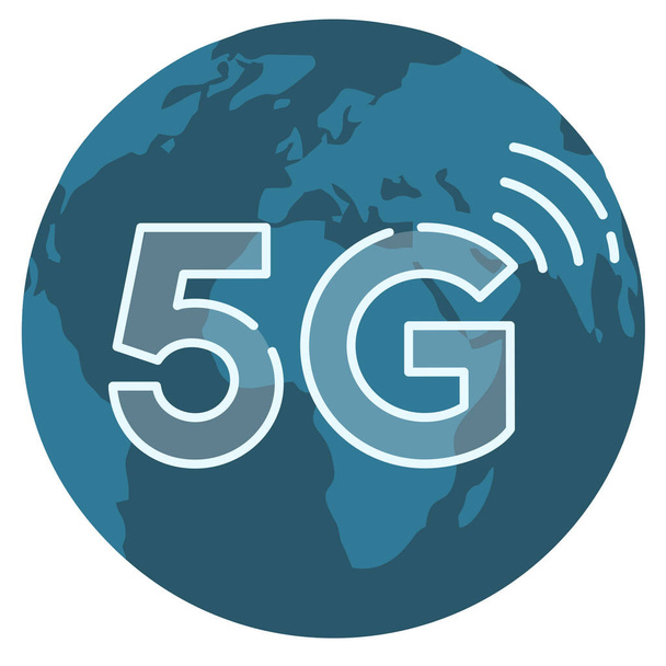 vector 5g icono de la tecnología. Stock ilustración mundo inalámbrico 5g signo. Imagen Tierra con símbolo wifi 5g - Vector, imagen