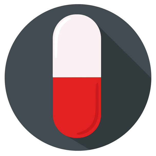 vector science icon covid-19 pill. Stock illustration red medical corovavirus pill - Vector, Imagen