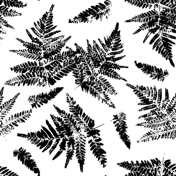 Nahtloses Muster mit Farnblättern auf weißem Hintergrund - Vektor, Bild