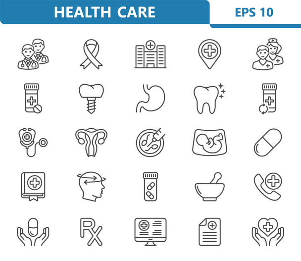 Iconos de atención de la salud - Salud, Médico, Icono del hospital - Vector, imagen