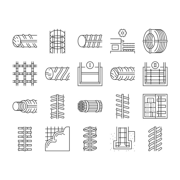Ensemble d'icônes de construction de barres d'armature vectoriel . - Vecteur, image