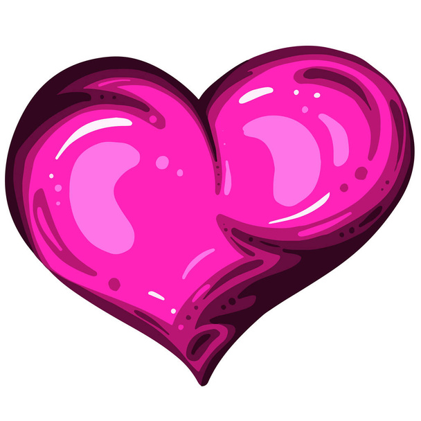 Pink Dead Zombie Heart Ilustración de dibujos animados con sangre y para el día de San Valentín o Halloween - Vector, imagen