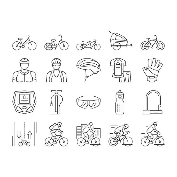 Transport de vélo et accessoires Icônes Set vectoriel . - Vecteur, image