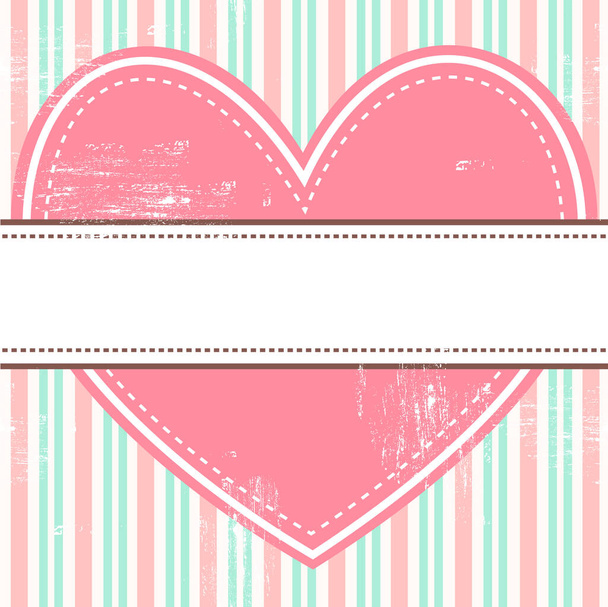 Vector vintage retro background with pink heart and place for text. Template for wedding invitations, retro frame, Valentines day greeting cards, label, cover. Can be used like seamless pattern. - Vektor, Bild