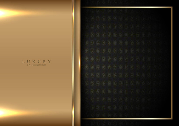 Abstrakte elegante 3D glänzende goldene und schwarze Hintergrund mit Lichteffekt. Luxusstil. Vektorgrafische Illustration - Vektor, Bild
