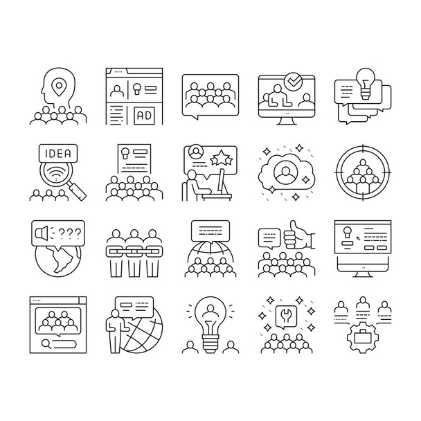 Crowdsourcing Business Collection ikonok beállítása vektor illusztráció . - Vektor, kép