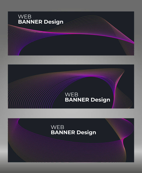 Vector abstract banner with colored dynamic waves, lines. Wave flow. Digital frequency track equalizer. Future futuristic template with abstract neon stripes for banner, booklet, cover - Vector, Imagen