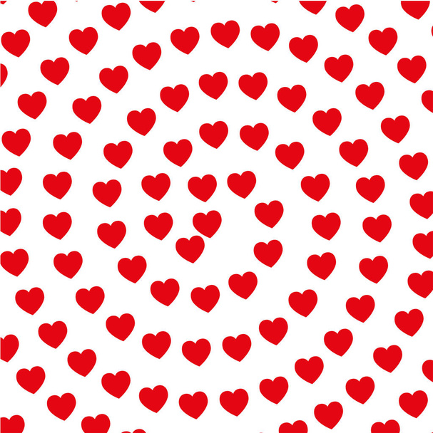 Circular pattern of red hearts on white background - Vector, Image