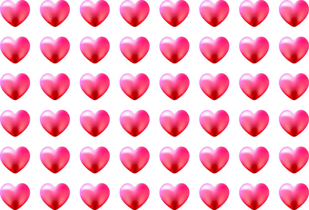 Realistic pink hearts pattern on white background - Vector, Image