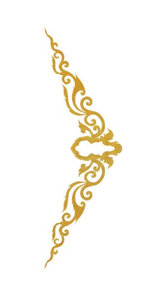 Pattern of gold metal frame carve flower on white background - Фото, зображення
