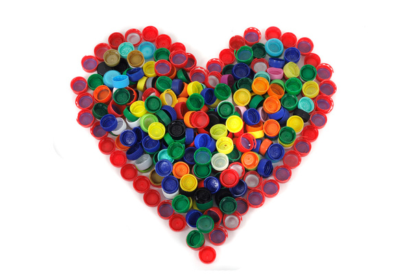 srdce z barevné krytky - Fotografie, Obrázek
