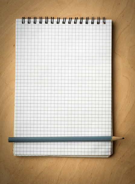 notebook with pencile on a wood - Zdjęcie, obraz