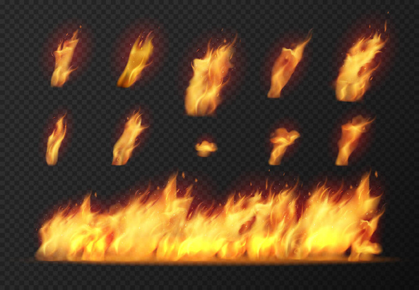 Realistic Fire Set - Vector, Image