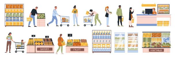 Supermarkettien koostumussarja - Vektori, kuva