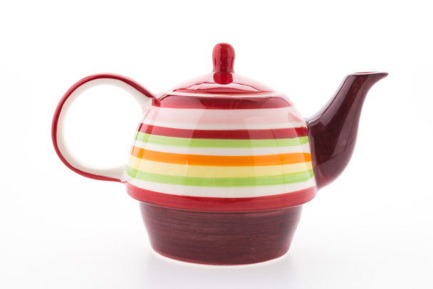 Colorful tea pot isolated on white background - Photo, Image